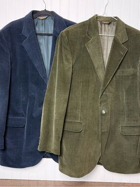 Woolrich Corduroy Blazer Lot Navy & Green Vintage Mens Sport Coat Academia Style